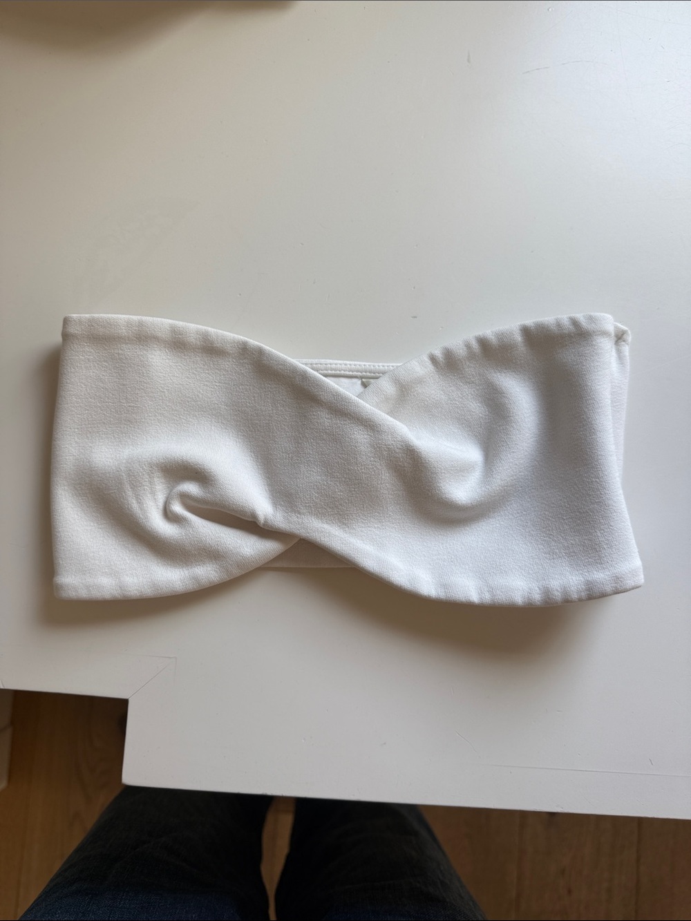 Zara White Twist Front Bandeau Crop Top